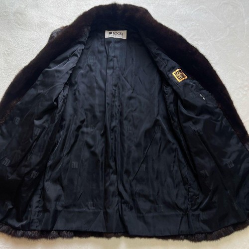 SAGA MINK Gold Saga mink Real Size:11(L) Dark brown coat FROM Japan Authentic - Picture 5 of 24