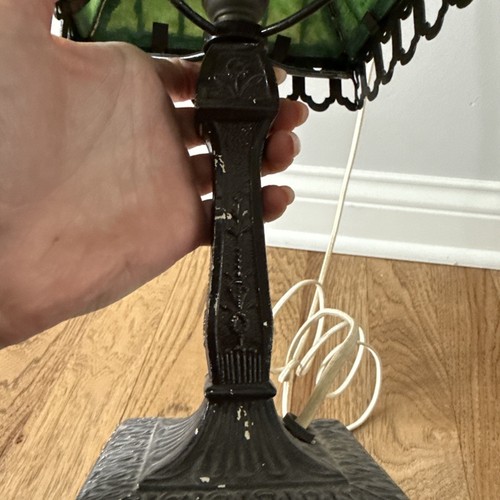 Vintage Tiffany Style Small Lamp 12 Inch Green/Metal Shade - Picture 16 of 23