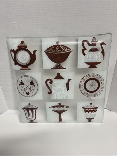 Bandeja de vidrio interior moderna vintage de mediados de siglo 13,5 X 13,5" - Imagen 9 de 12