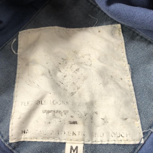 Giacca bomber vintage da lavoro uomo blu medio tela utility raglan lavato anni 90 - Foto 8 di 14