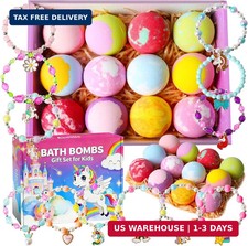 Bath Bombs for Girls with Toys Inside, Kids Bath Bombs with Jewelry Inside, 12 P