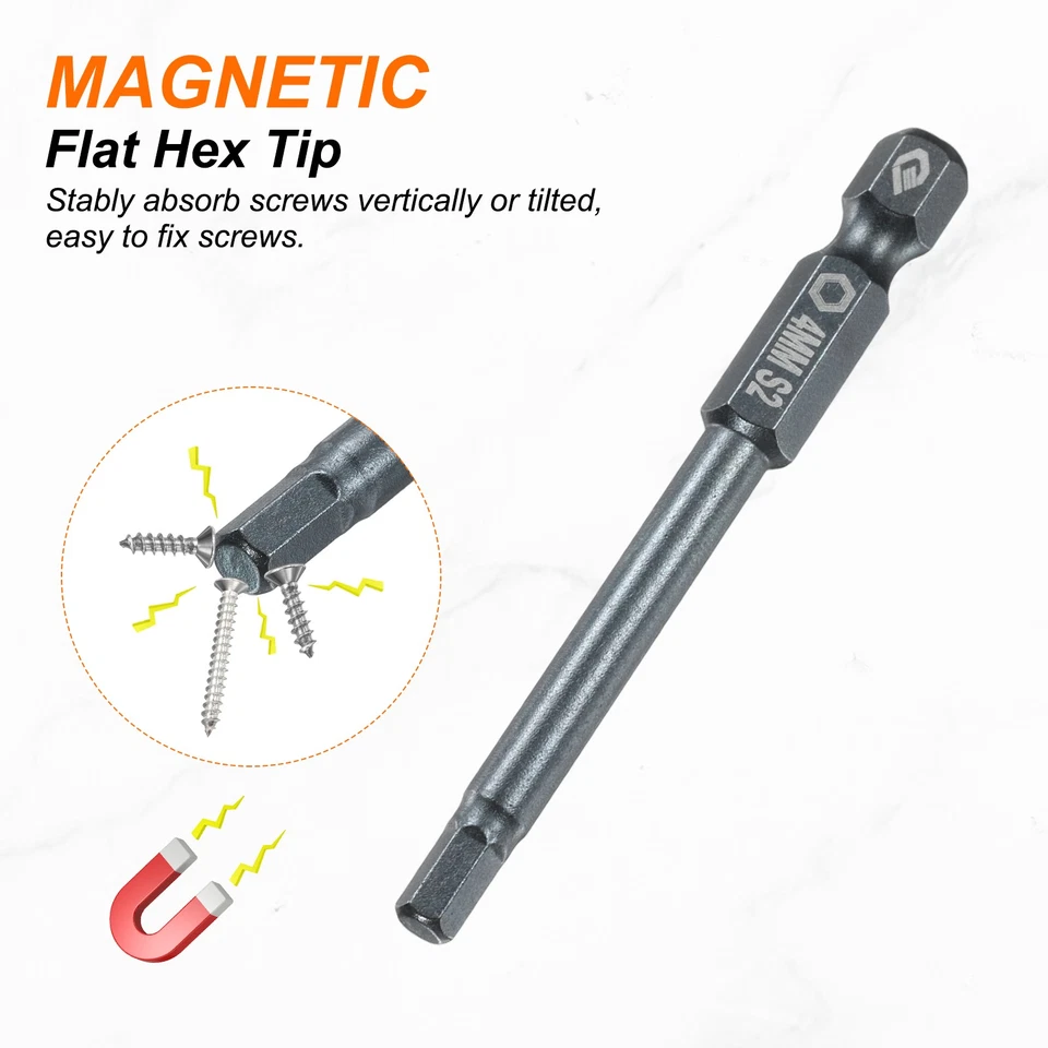 5pcs H4 Flat Hex Screwdriver Bit 4mm Magnetic Tip 1/4" Shank 2.6" Long Blue - Image 4 of 4