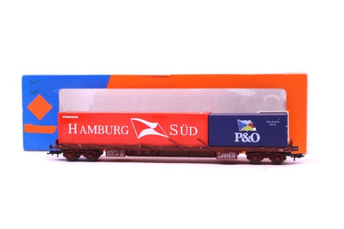 Rivarossi 2124 Flachwagen Rungenwagen Containerwagen 31 83 391 9 824-0 Spur H0 | Zustand: Gebraucht