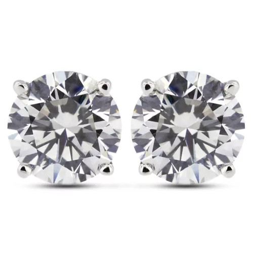 Solid 14K White Gold Stud Earrings Classic 1.01 CT Round Natural Diamond G SI1 - Picture 9 of 10