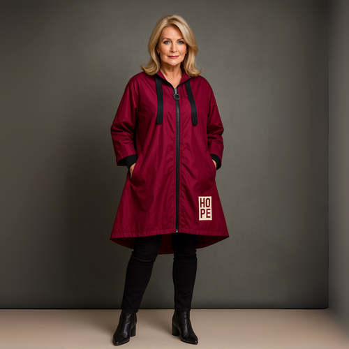 ROCKTHOSECURVES WOMENS JACKET LADIES MAC A-LINE LONG LENGTH PLUS SIZE WITH HOOD - Picture 20 of 53