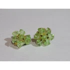 Vintage Costume Jewelry Germany Green Beaded Clip On Bead Earrings