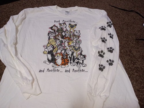 Vintage Cat Lovers Shirt And Another. And Another 2XL White Long Sleeve Paws - Picture 3 of 9