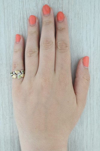 Bixby 0.60ctw Peridot Flower Ring Sterling Silver 18k Gold Size 6 Statement - Picture 9 of 11