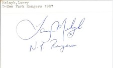 1980's -Larry Melnyk- Signed/Autograph/Auto Index Card Boston Bruins NHL