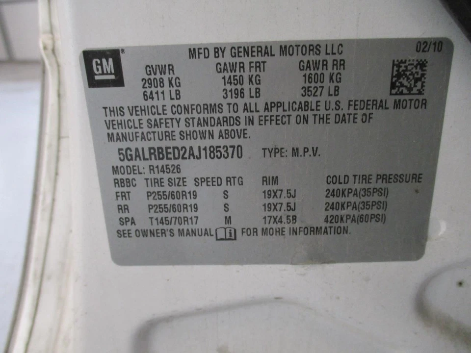 Buick Enclave 2010 Front|Left Left Airbag 84005325 5898 Foto 4 de 4