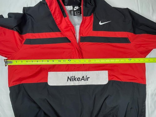 NIKE Air Woven Pullover Anorak Jacket Mens XL 1/2 Zip RED and BLK Retro - Afbeelding 12 van 14