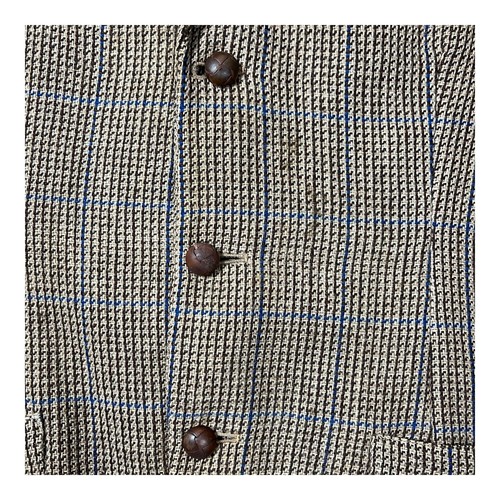 VTG 1940-1950s Wool/Tweed Blue Pinstripe Blazer Leather Buttons & Worn Pants - Picture 3 of 24
