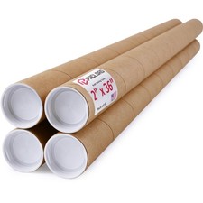 4-Pack 2"x36" Reinforced Paper Mailing Tubes with Caps Poster Shipping Tube