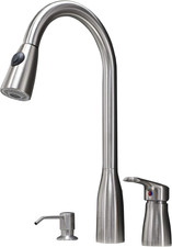 Brushed Nickel 3-Hole Kitchen Faucet Set with Sprayer and Soap Dispenser