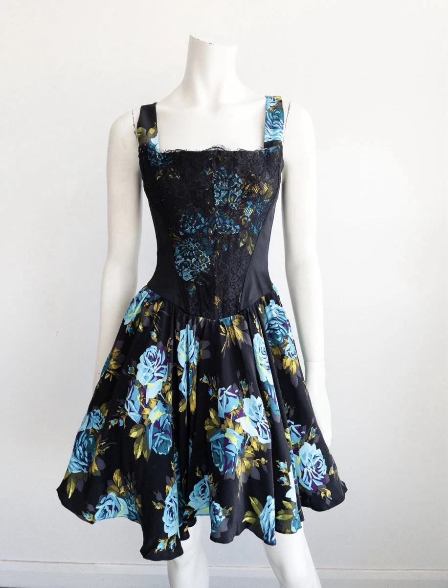 chinese dress ladies Betsey Johnson blue lace dress  Historian Vintage