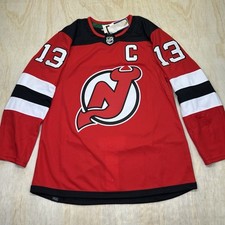 NEW sz 50 MD Nico Hischier #13 New Jersey Devils Adidas Red NHL Hockey Jersey