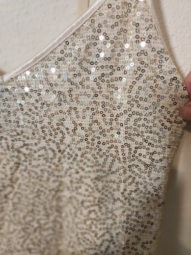 Express Damen-Tanktop Pailletten verstellbare Träger goldfarben cremefarben Größe Medium - Bild 2 von 7