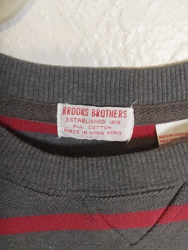 Suéter de Colección Brooks Brothers Para Hombres L Cuello Redondo Gris Pullover 100% Algodón Bolsillos - Imagen 2 de 2