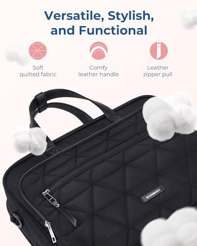 Laptop Bag for Women/Men, 15.6 Inch Briefcase, Stylish Leather Medium 1-black - Bild 3 von 6