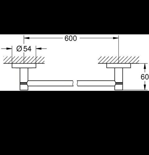 Grohe 40 366 1 Chrome Essentials 24" Towel Bar 40366001 - (600mm) - Picture 4 of 5