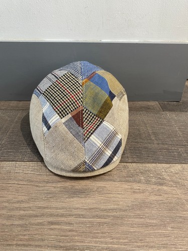 BEIRETS Multicolored 75% linen checked flat cap Size 58cm