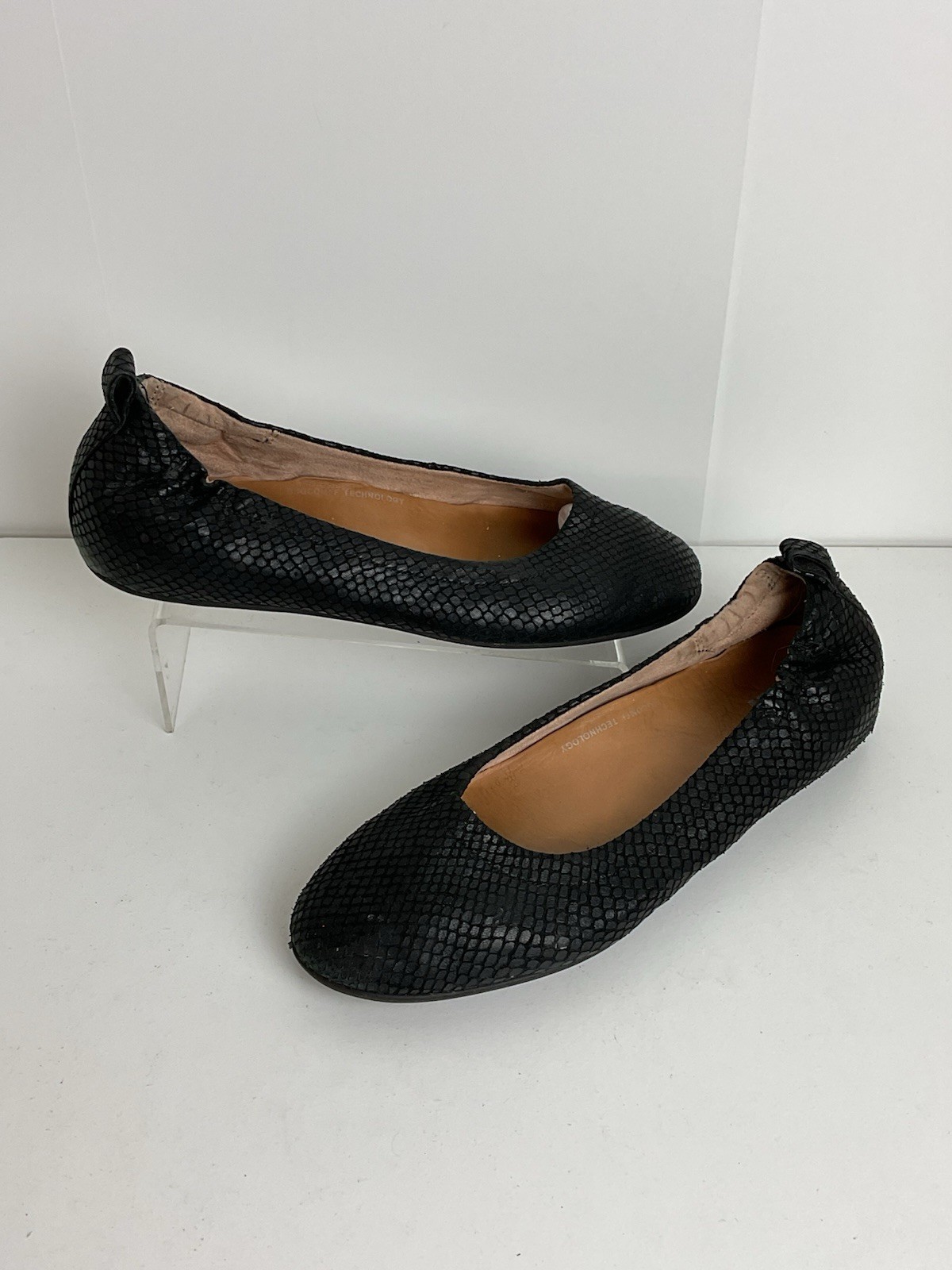 Fitflop Allegro Snake Embossed Black Leather Ballet Pumps UK 6