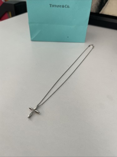 Tiffany & Co. Elsa Peretti Silber Infinity Kreuz Anhänger Kette Halskette  - Bild 2 von 8