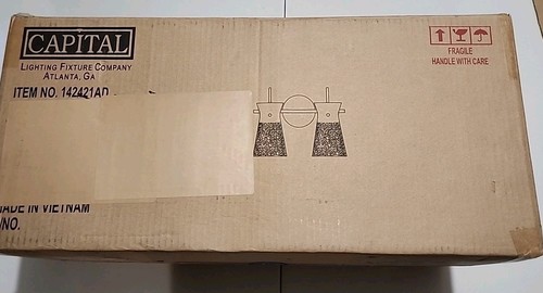 Capital Lighting 142421AD Mila Modern Half Crackle 14" Brass Vanity Light 2 Bulb - Picture 3 of 12