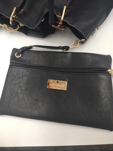 Kate Spade New York Womens Gold Tone Hardware Snap Closure Medium Bag Black - Picture 9 of 14