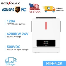 4200W DC24V to AC220V Solar Hybrid Inverter Pure Sine Wave MPPT120A Max PV 6200W