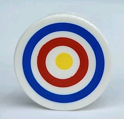 NEW LEGO  White Tile Round Archery Target Pattern 2 x 2 with Bottom Stud Holder