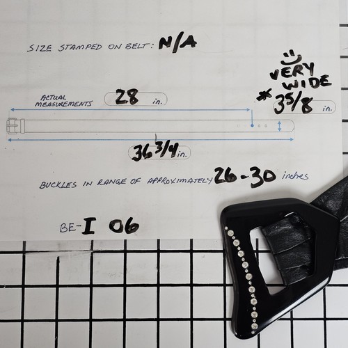 Vintage 80er S/XS 26-30" weiches schwarzes Leder Cinch Korsett Gürtel breite Glitzer Schnalle - Bild 2 von 17