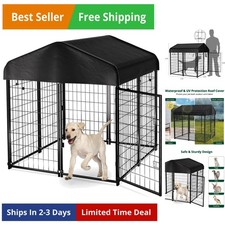 Dog Kennel Outside with Roof, 4'x4'x4.5' Outdoor Dog Kennels for Large Dogs, ...