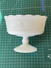 E.O. Brody Co. Vintage White Milk Glass footed dish