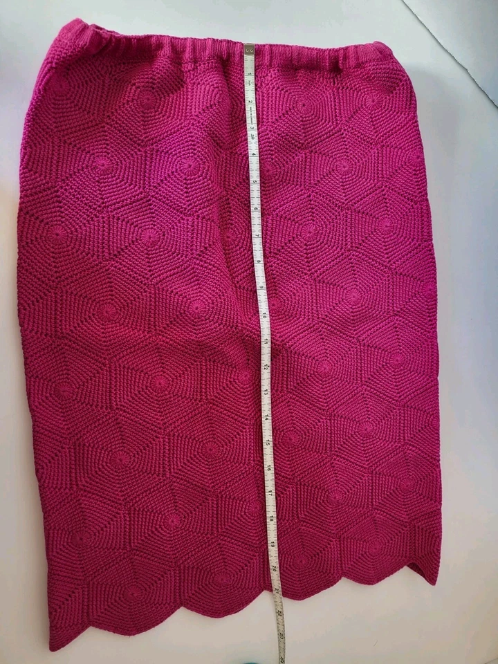 Handmade Crochet Skirt Cotton 8/10 All Seasons Women Pink - Image 4 of 4