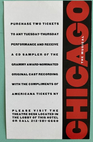 Bebe Neuwirth Signed 2 Sided Small Flyer Chicago The Musical Broadway Color 3”X5 - Picture 3 of 3