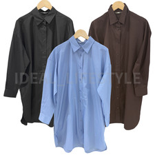 UNIQLO Oversized Shirt Dress S-3XL Black/Dark Brown/Blue Mini Women 484278 NWT