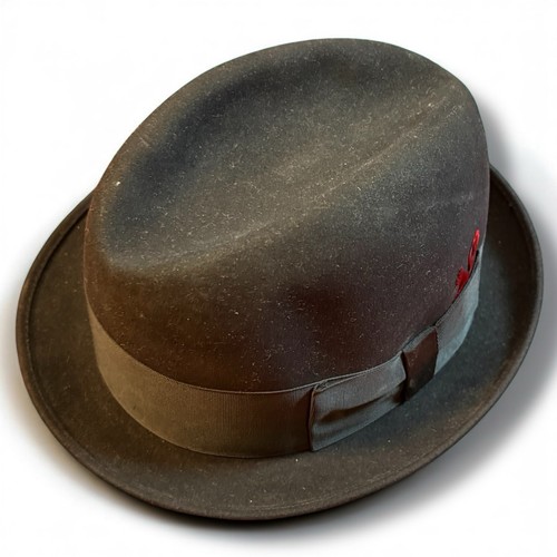 Vintage Knox Premier Quality Fedora Hat 7 1/4 Black Felt w/ Feather USA - Picture 5 of 9