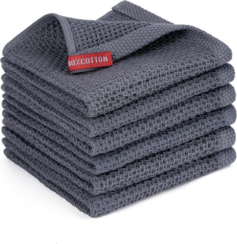 BOOMIBOO Küchentücher, 6er Pack Geschirrtücher 100% 12 x 12 - 6er Pack, dunkelgrau - Bild 1 von 7