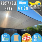 95% UV 6X9M GREY RECTANGLE GREY SHADE SAIL 6 X 9 m HEAVY DUTY QUALITY