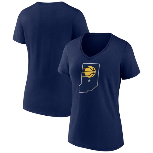 Camiseta para mujer azul marino Indiana Pacers logotipo alternativo cuello en V