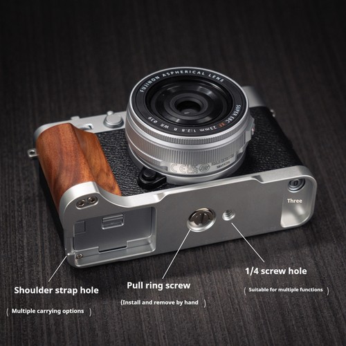 Aluminum Alloy Wood Hand Grip L Base Plate For Fuji film XE5 Camera - Picture 51 of 88