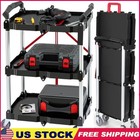 Foldable Utility Cart 3 Tier Heavy Duty Transport Trolley W/ Lockable Wheels New