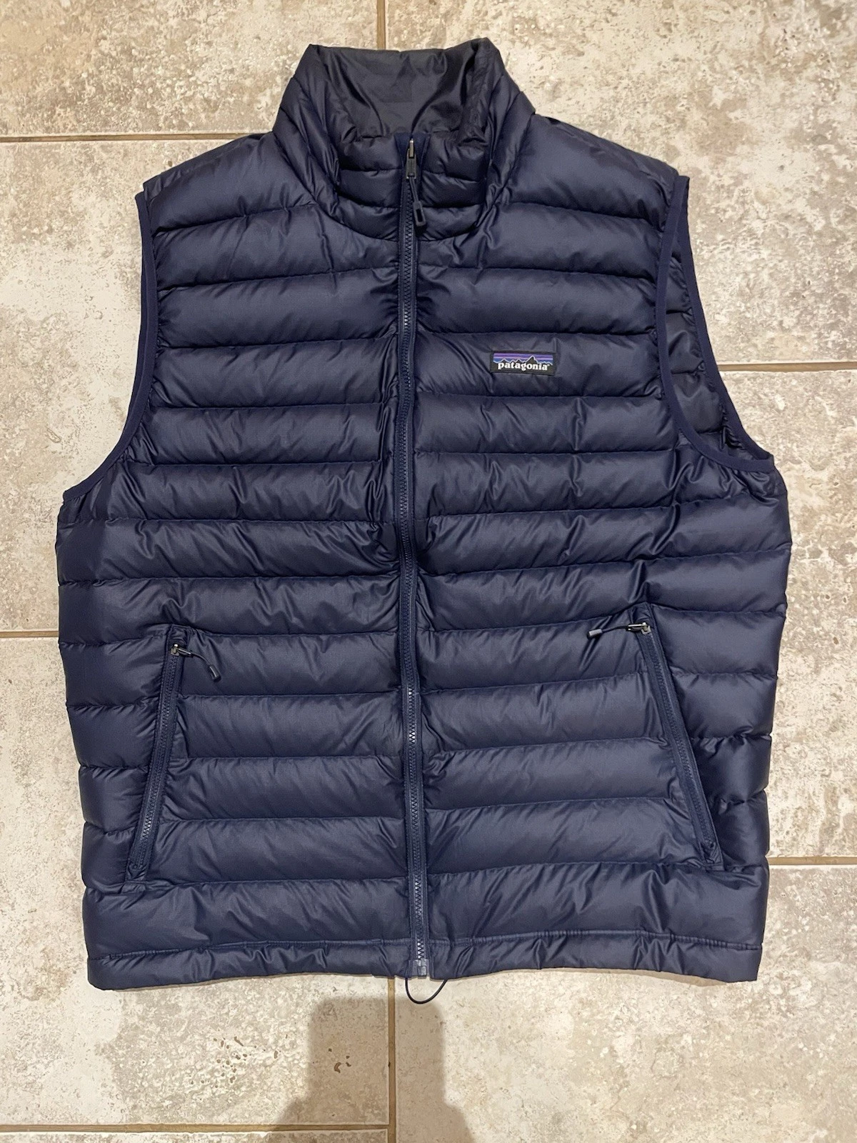 Patagonia Down Sweater Vest Mens L Blue 84622 Puffer Full Zip