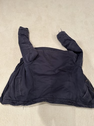 Abercrombie & Fitch Jacket Coat Mens Size Small Faux Fur Lined Navy Blue Vintage - Picture 5 of 17