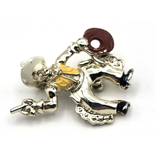 Chaleco Vintage Años 50 Esmaltado Vaquero Solapa Pin Tono Dorado Rojo Lazo Amarillo 1" YK - Imagen 3 de 6