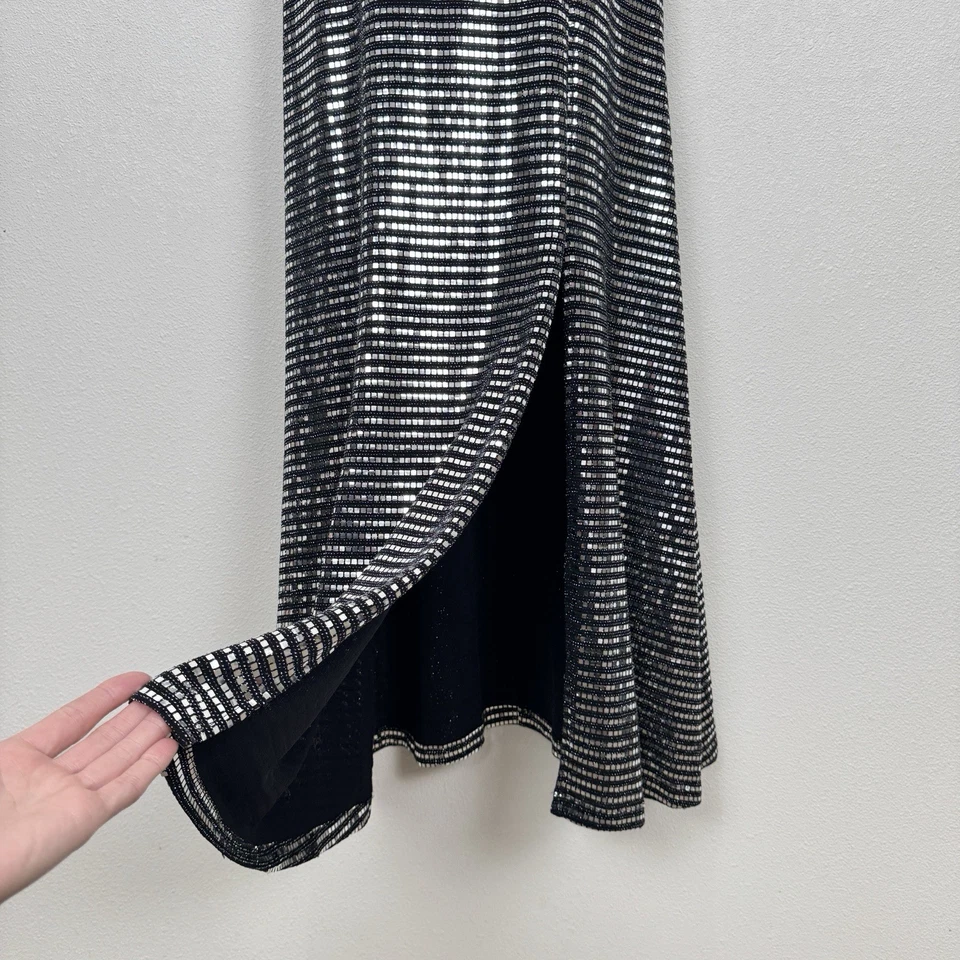 Maxi Vestido Formal Hoco Diosa Moda De Colección Para Mujer Mediano Negro Brillante Foto 4 de 4