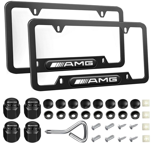 Marcos de matrícula Mercedes Benz o AMG con tapas de válvula/con todo el hardware - Imagen 1 de 8