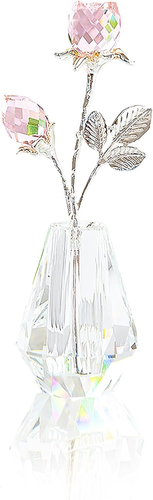 Kristall rosa Tulpen Figur Sammlerstück, kleines Glas Rosen Dekor, rosa Rose mit  - Bild 11 von 12