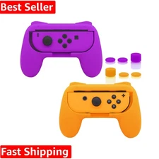 Ergonomic Grips for Nintendo Switch Joy Con - 2 Pack, Orange & Purple